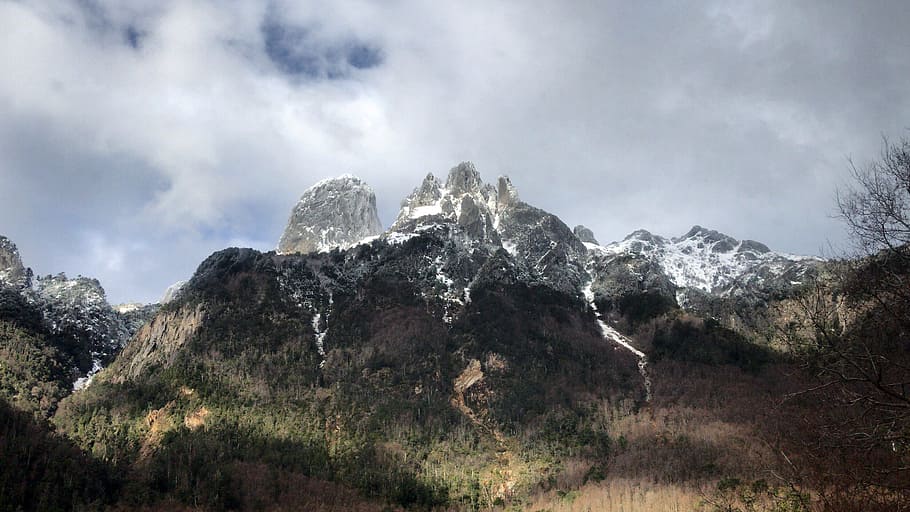 mountain, snow, iphone7plus, cloud - sky, solid, rock - object, HD wallpaper