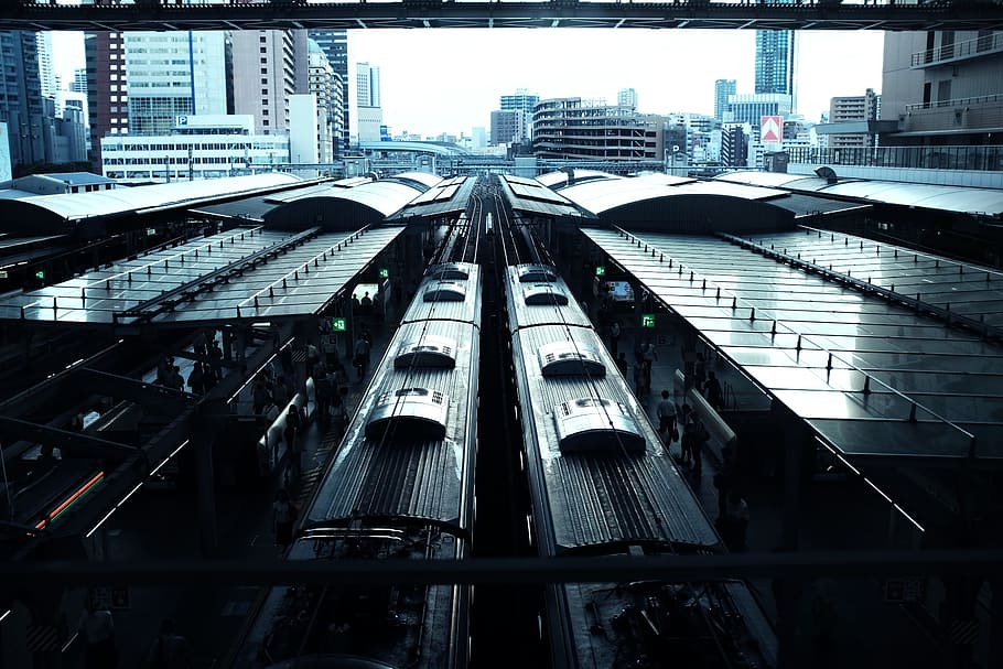 architecture, building, infrastructure, sky, city, train, station HD wallpaper