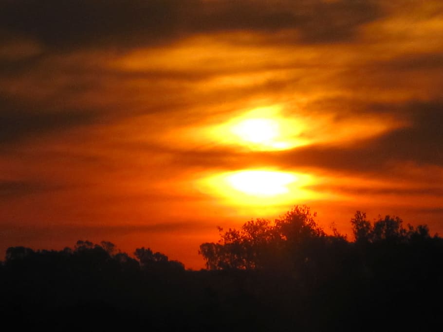 Sunset, Dramatic, Split, White, yellow, bright, light, sky HD wallpaper