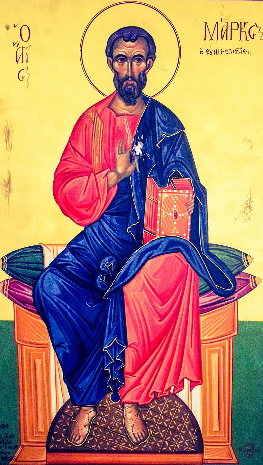 saint mark, icon, painting, byzantine style, church, religion