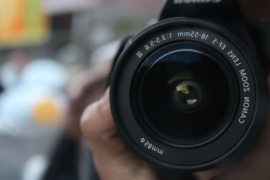 selective focus photo of black DSLR camera, canon, 18mm, creative, HD wallpaper