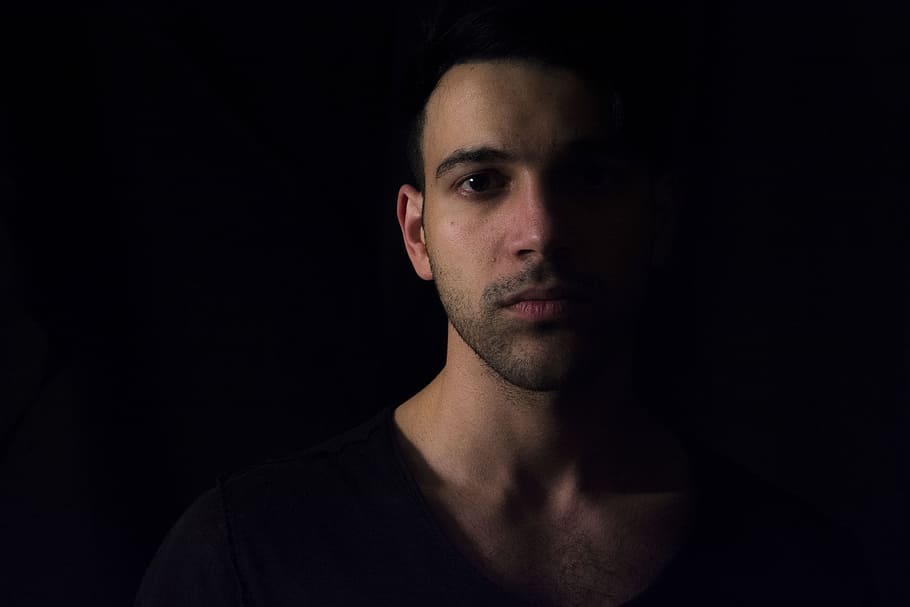 people, man, dark, beard, portrait, black background, headshot HD wallpaper