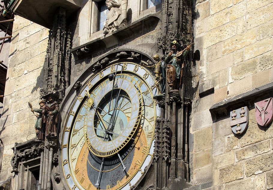 prague, astronomical clock, hour s, architecture, built structure HD wallpaper
