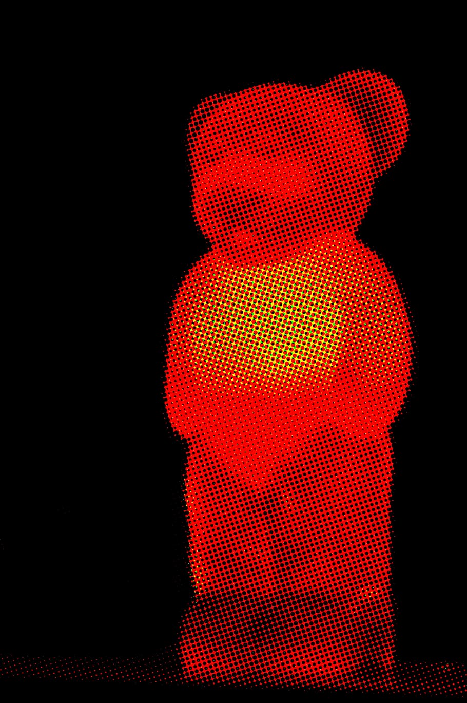 Jelly Baby, red bear lamp, light, abstract, art, black background HD wallpaper