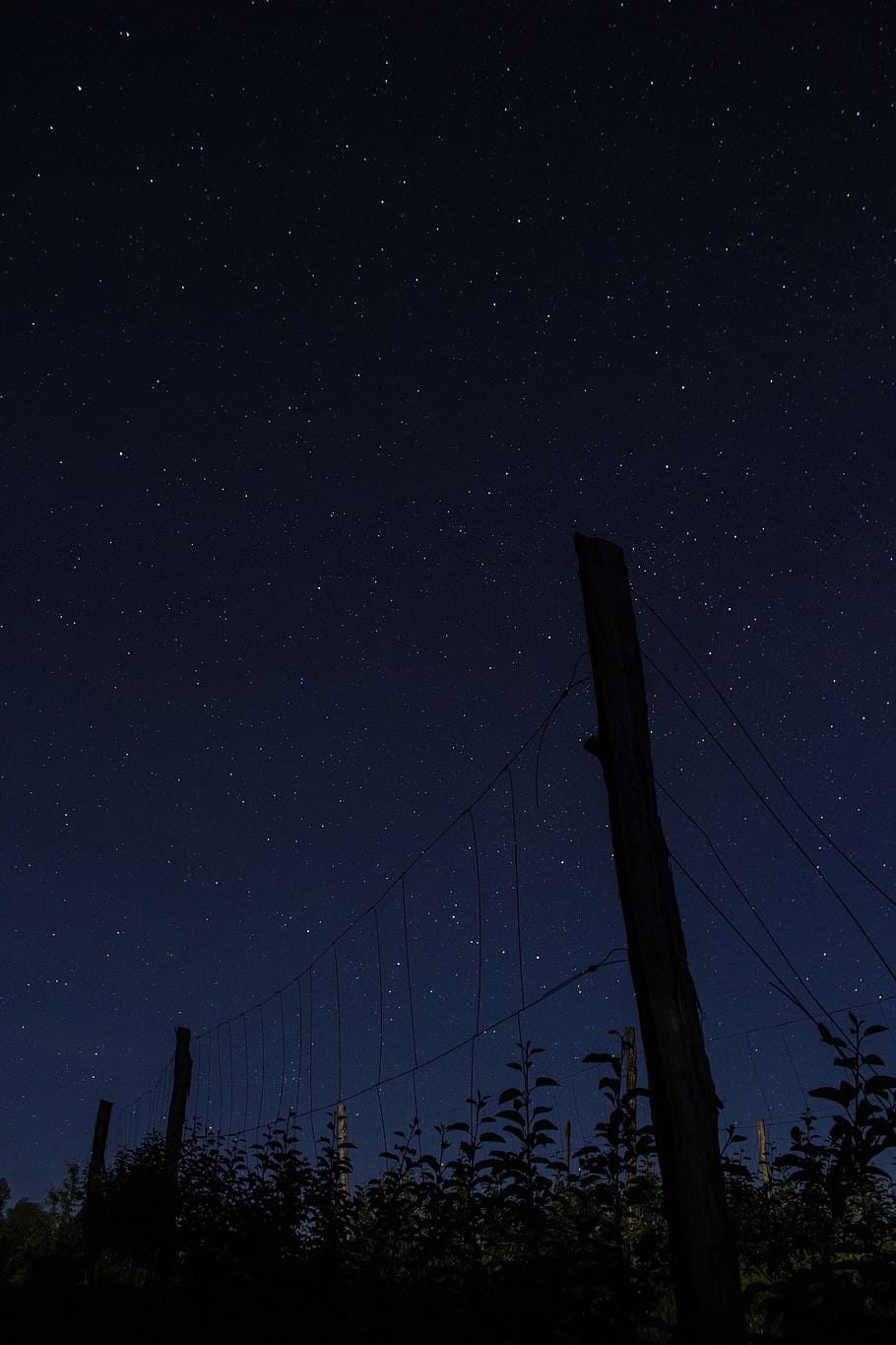 brown fence under blue sky, low angle photography of fence during nighttime HD wallpaper