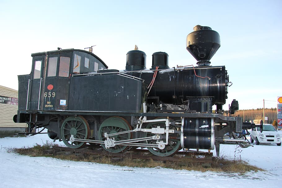 traffic, engine, train, railway, snow, winter, mode of transportation HD wallpaper