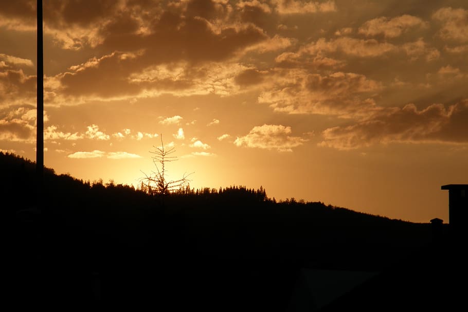 west, sun, clouds, city, sky, the sun, evening, sunset, silhouette HD wallpaper