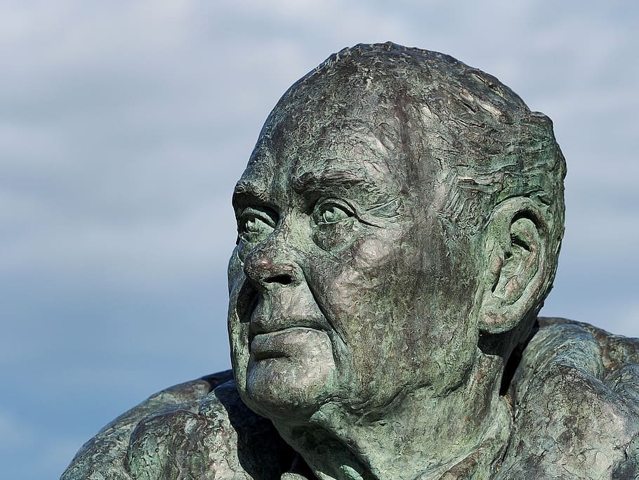 statue, bronze, bust, sculpture, head, face, peter, scott, ornithology HD wallpaper