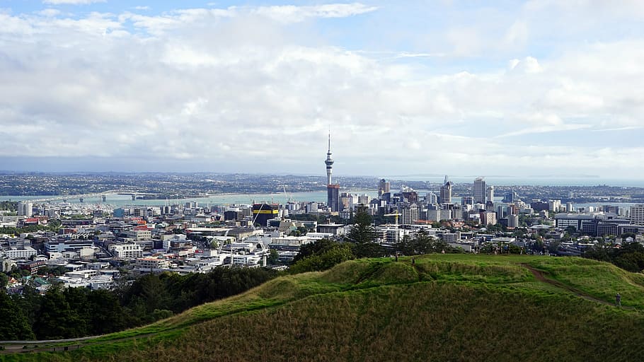 city under sky, auckland, skytower, new zealand, architecture, HD wallpaper