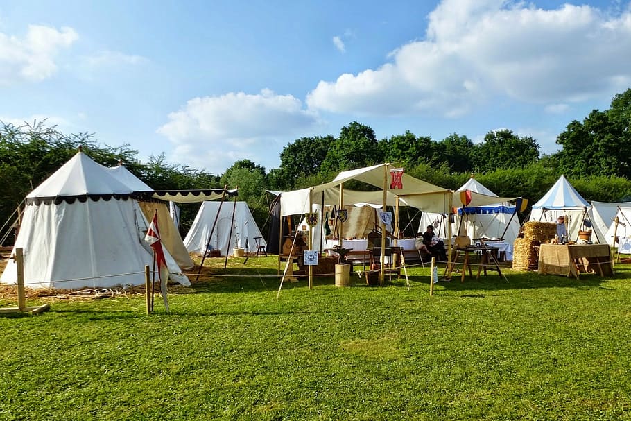 medieval, camp, tents, middle ages, medieval festival, plant, HD wallpaper
