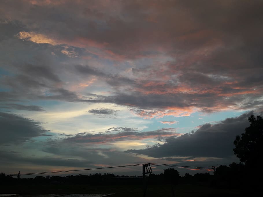 evening sky, red sky, cloud - sky, beauty in nature, scenics - nature HD wallpaper