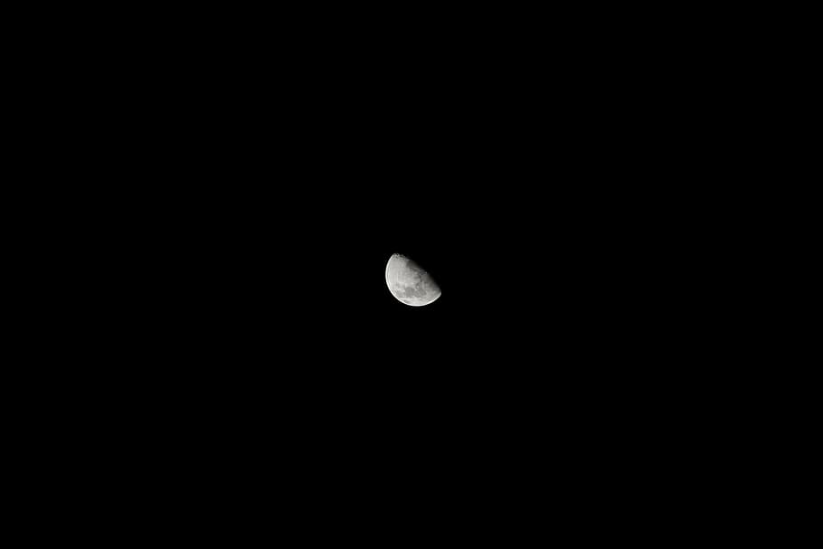 moon, night, darkness, black background, light, craters, lunar surface HD wallpaper