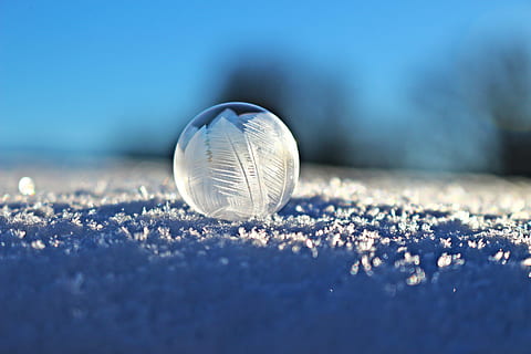 shallow focus photography of frozen water droplet, round, clear HD wallpaper