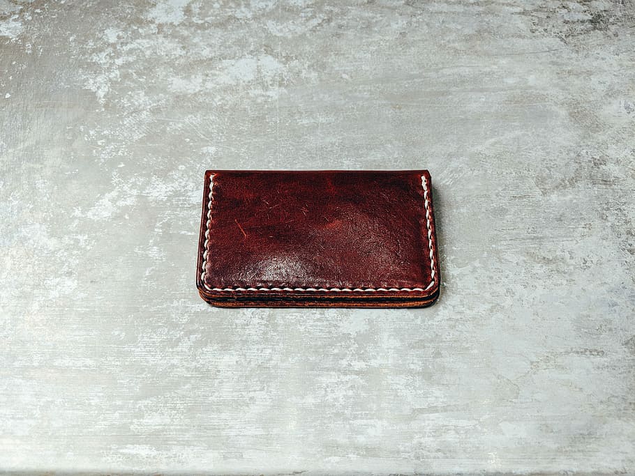 photo of brown leather bifold wallet, brown leather bi-fold wallet HD wallpaper