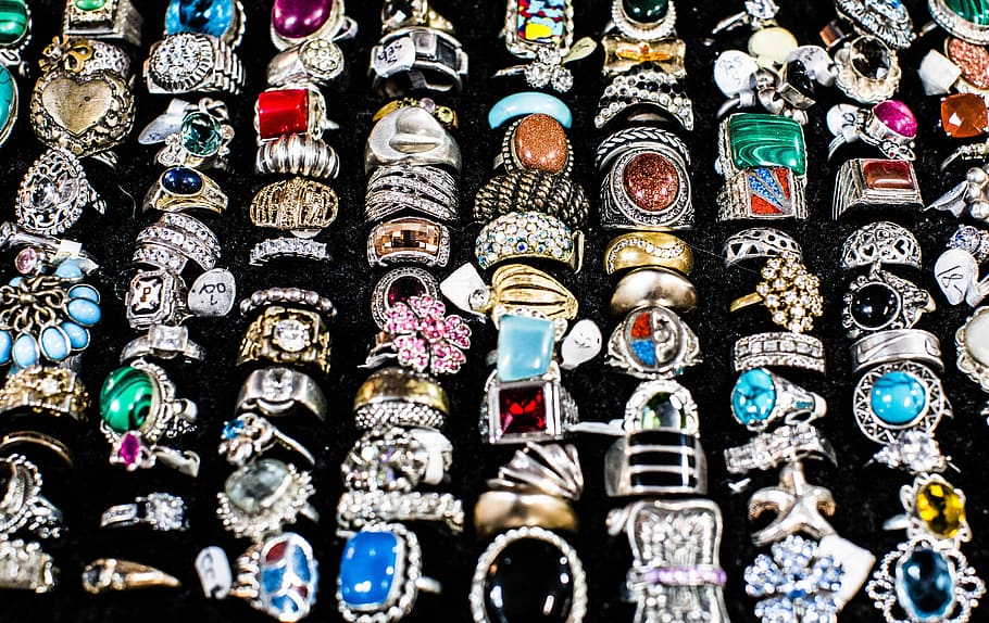 assorted-color men's ring collection, assorted-color ring lot