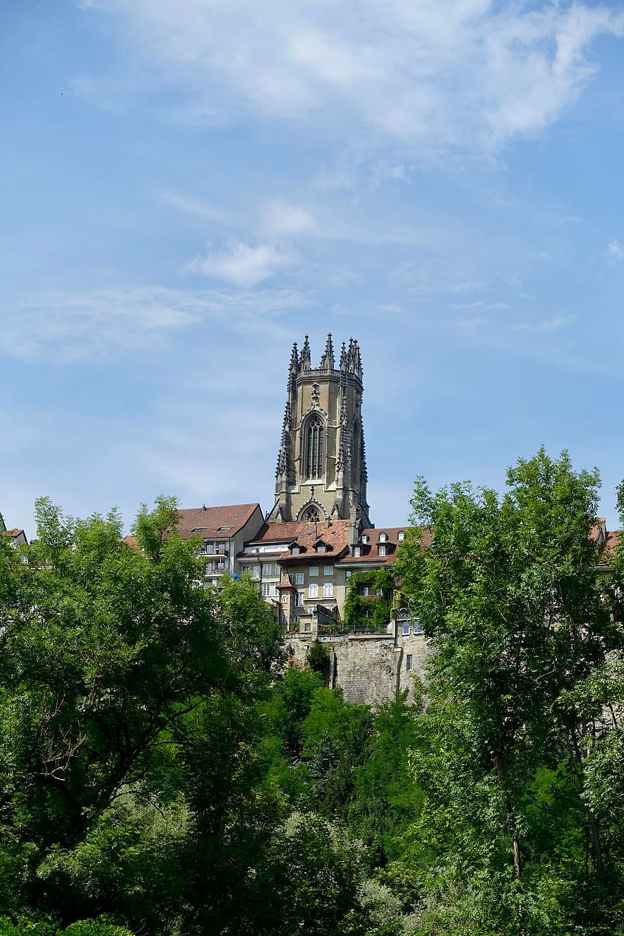 church, belfry, architecture, tower, old, cathedral, sky, landscape HD wallpaper