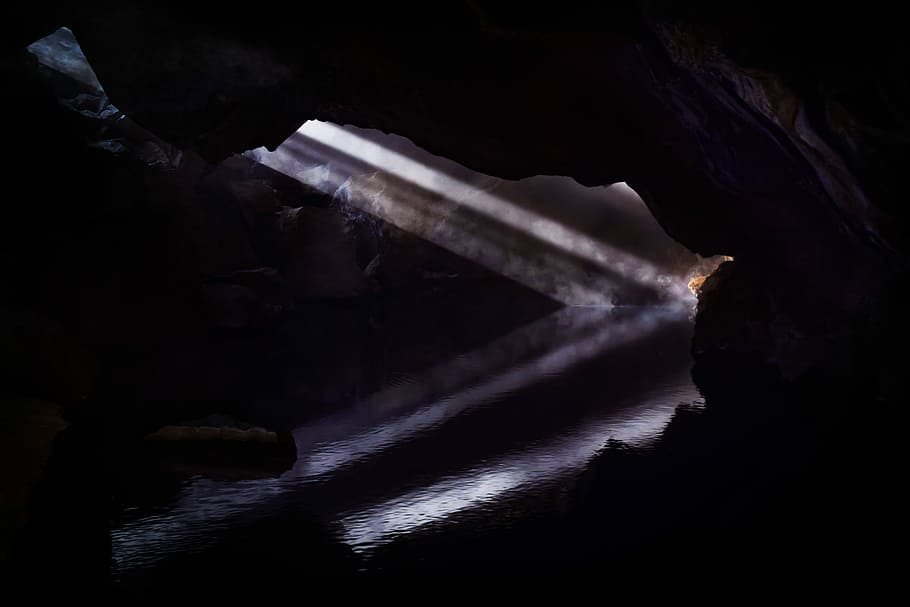 untitled, sunlight, cave, water, cavern, dark, no people, nature, HD wallpaper