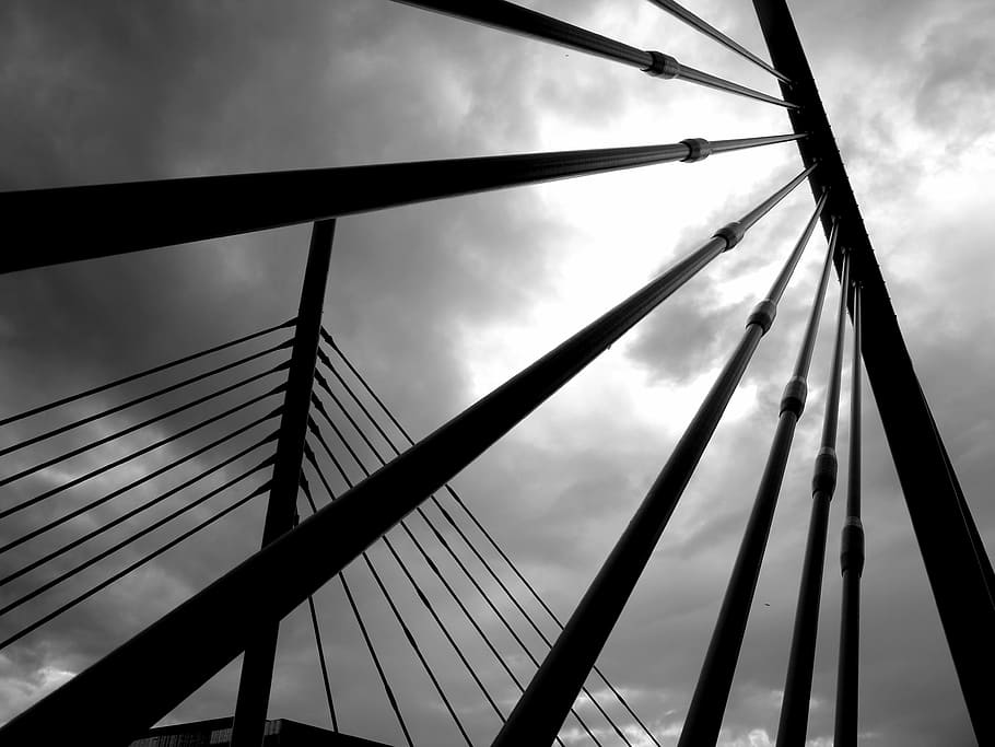 Bridge, Cables, Architecture, bridge - man made structure, sky HD wallpaper