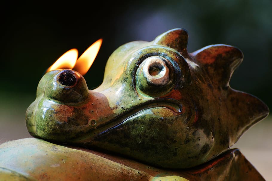 dragon, fire, nostrils, funny, cute, figure, stone, candle HD wallpaper