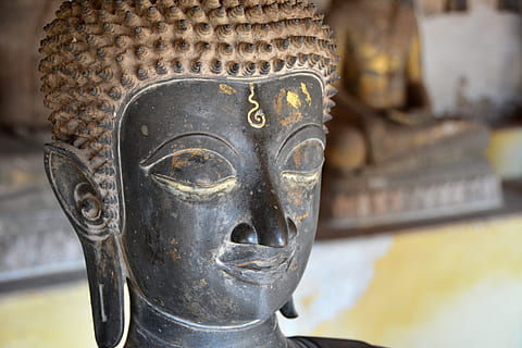 Laos, Vientiane, Buddha, statue, focus on foreground, sculpture HD wallpaper