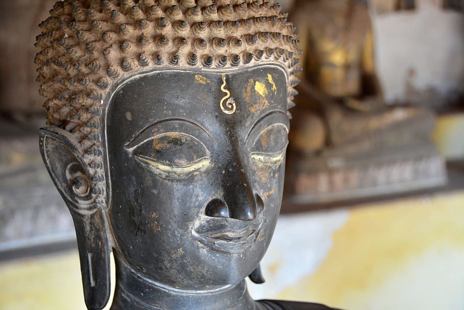 Laos, Vientiane, Buddha, statue, focus on foreground, sculpture HD wallpaper