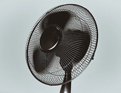 turned-on black 3-blade fan, air, electric fan, no people, studio shot HD wallpaper
