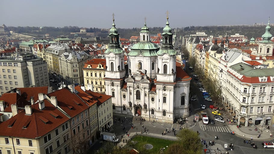 prague, spring, tower, hour s, church, building, latkep, clock tower HD wallpaper