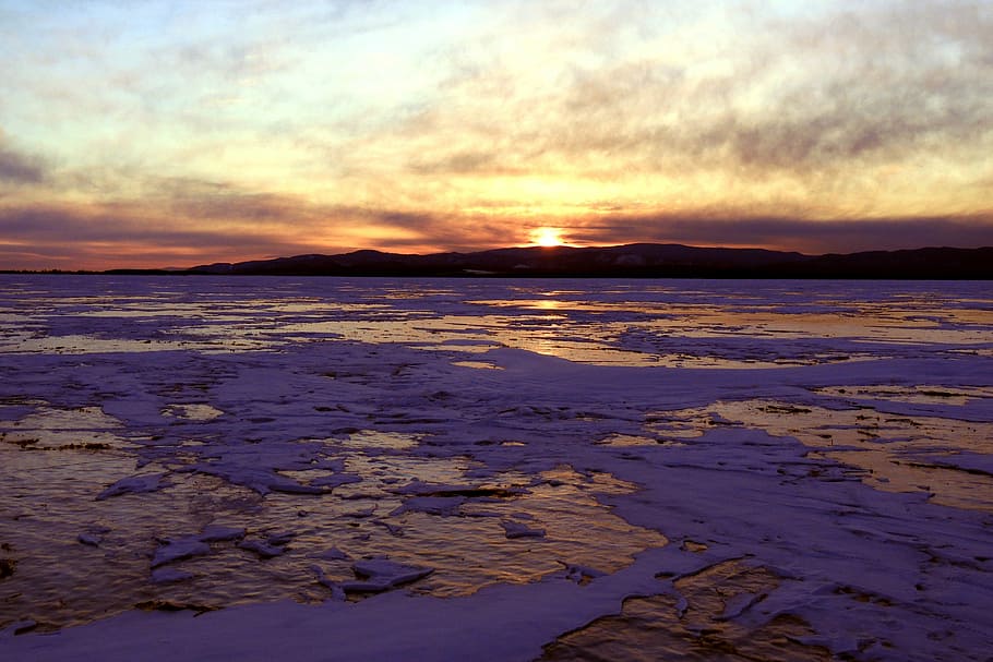 sunset, winter baikal, ice, sky, beauty in nature, scenics - nature HD wallpaper