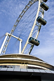 wheel, sky, blue, fun, park, ferris, outdoor, ride, view, carnival HD wallpaper