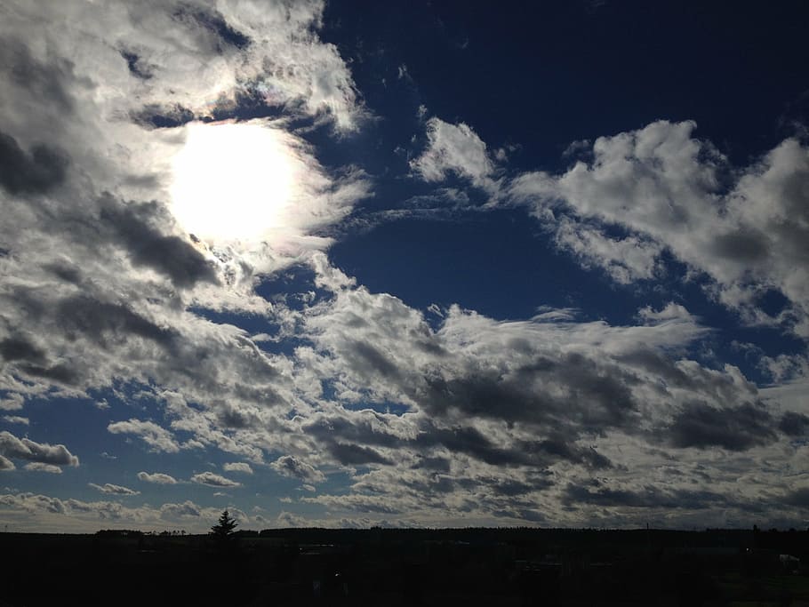 sun, clouds, sky, nature, twilight, back light, weather, dramatic HD wallpaper