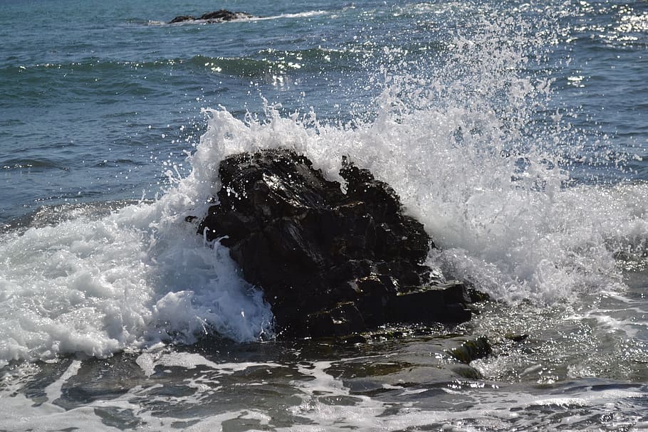 surf, spray, wave, ocean, inject, water, sea, motion, splashing HD wallpaper