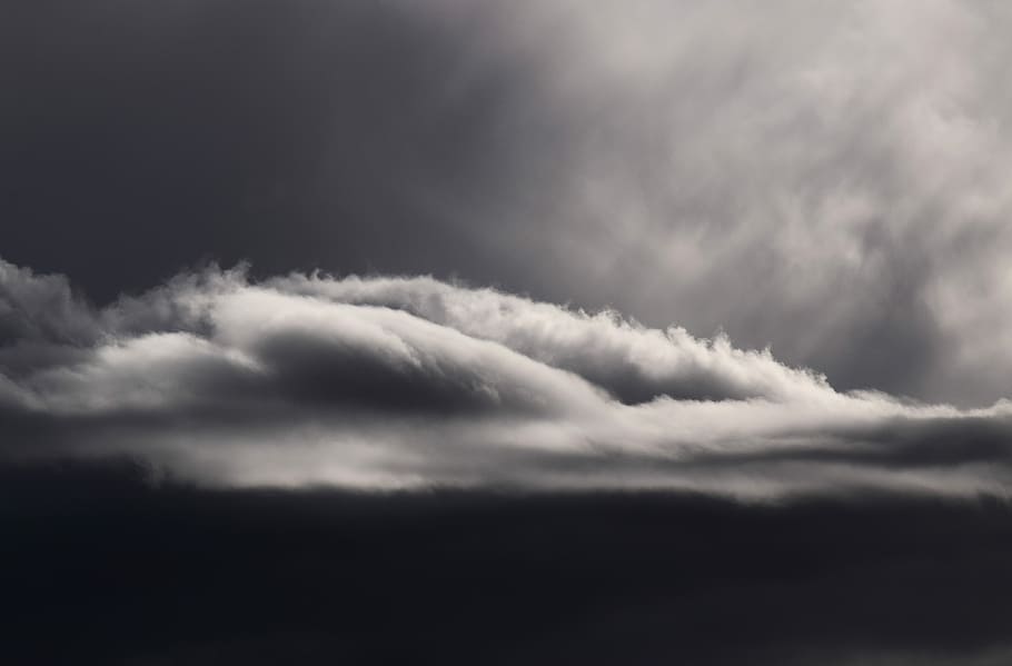 cloudy sky during daytime, grayscale photo of clouds, black and white HD wallpaper