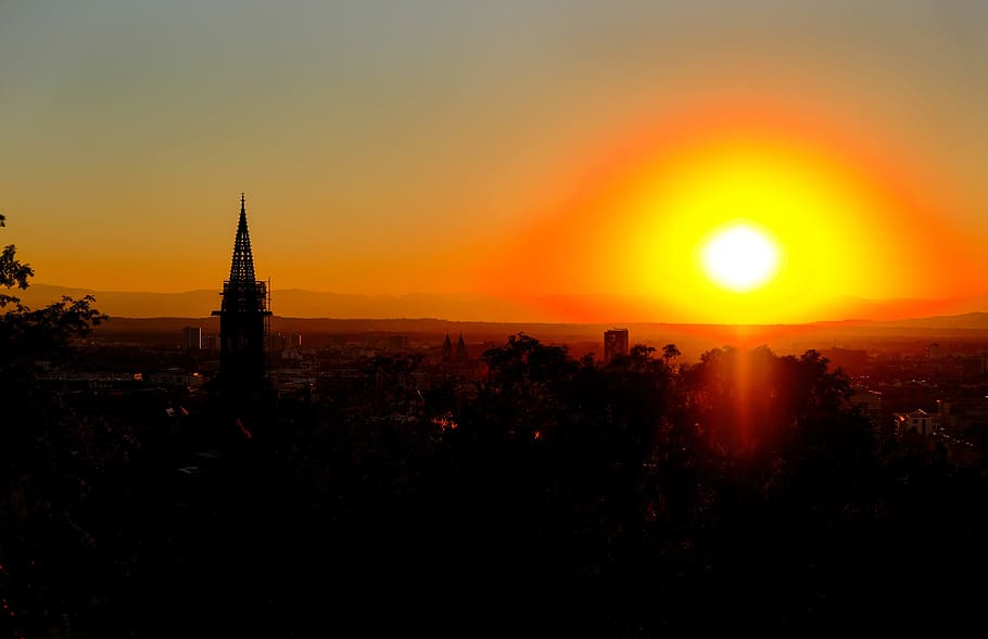 sunset illustration, white, yellow, orange, glowing, natural phenomenon HD wallpaper