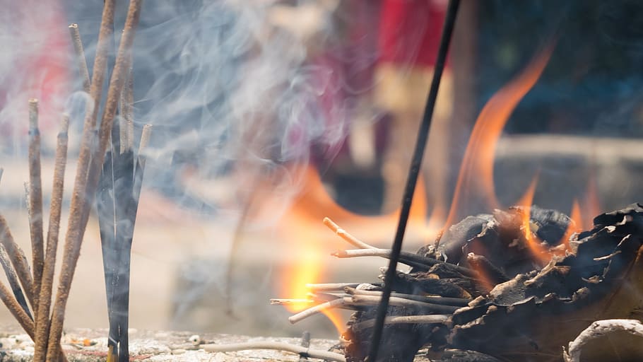 Fire, Incense, Pray, Religion, faith, flame, light, religious HD wallpaper