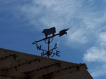 weather vane, sky, barn, wind, direction, blue, east, north HD wallpaper