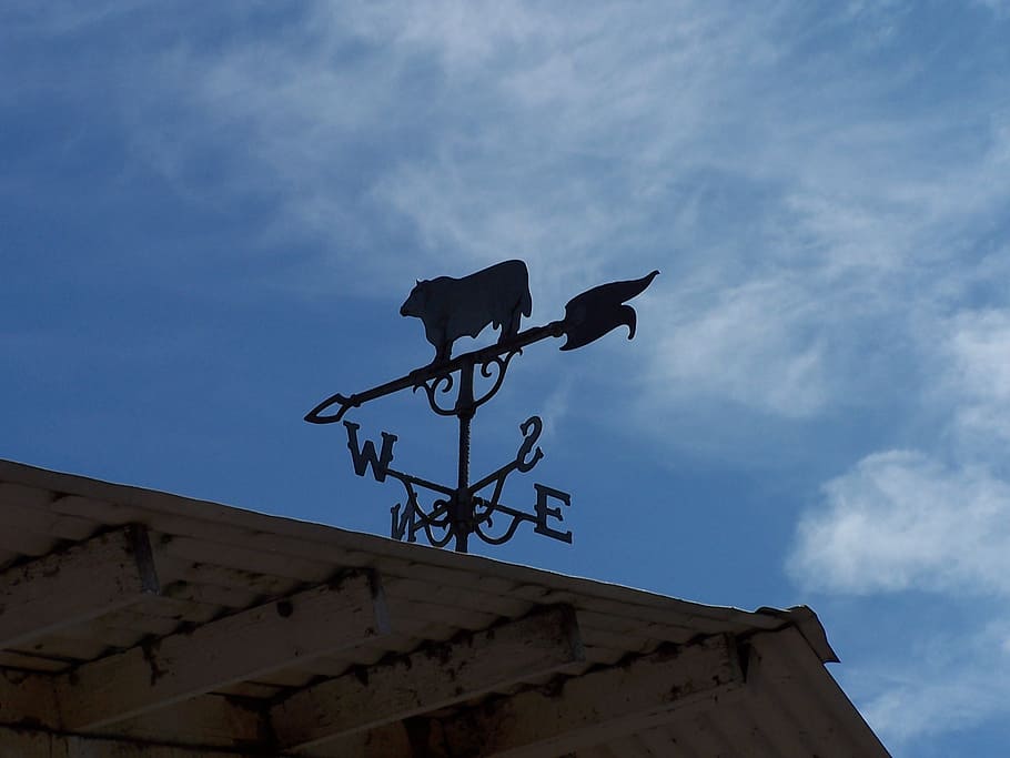 weather vane, sky, barn, wind, direction, blue, east, north HD wallpaper