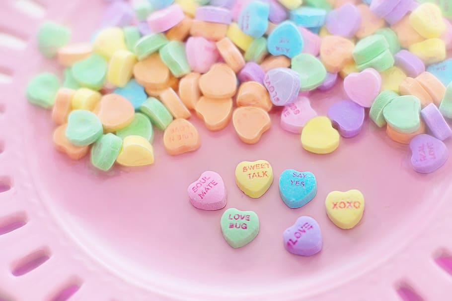 candy, sweet, valentine candy, sweet food, multi colored, food and drink HD wallpaper