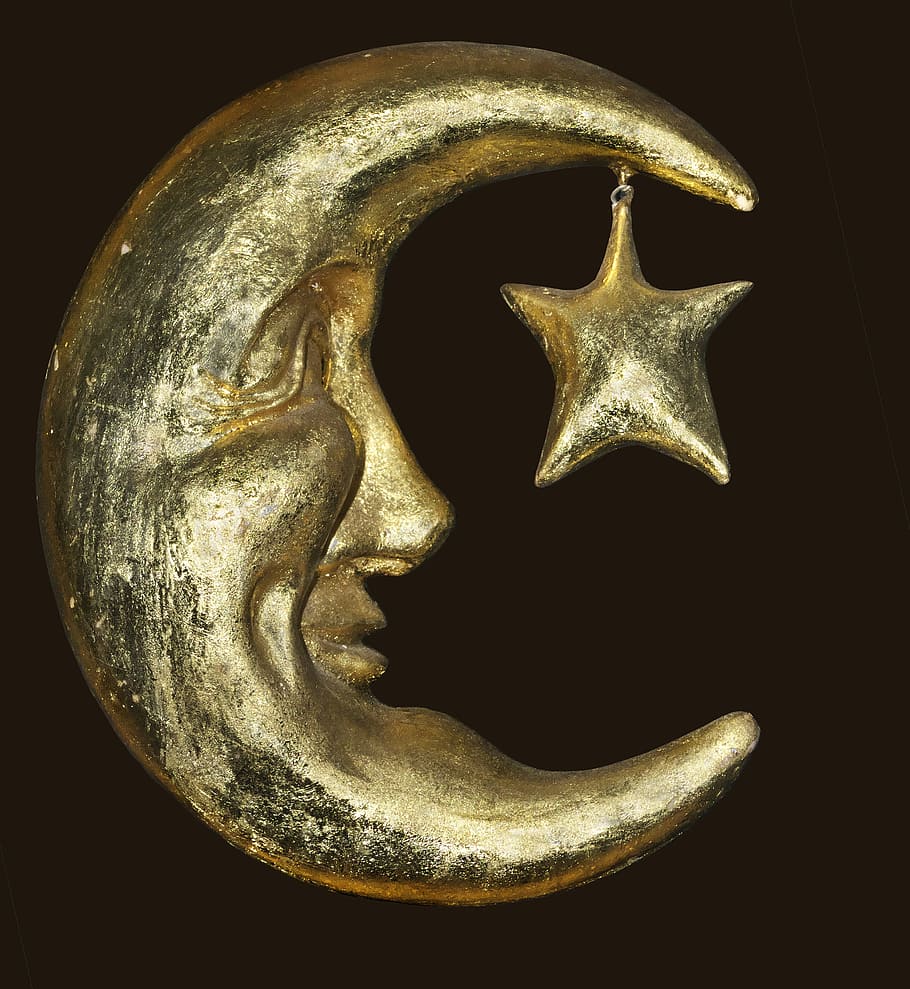 good night, moon, star, ceramic, figure, deco, decoration, decorative HD wallpaper