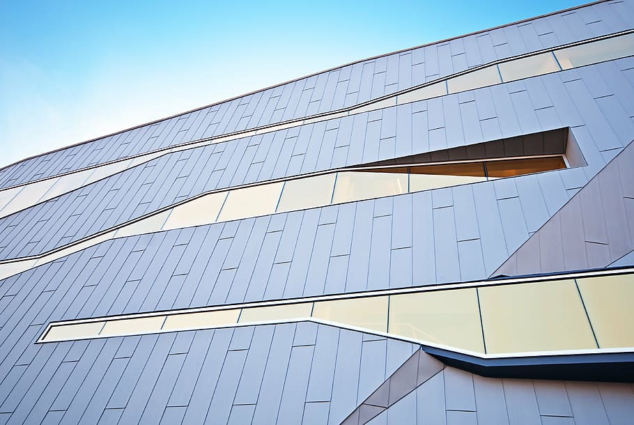 low angle photo of building, skyscraper, glass, windows, architecture HD wallpaper