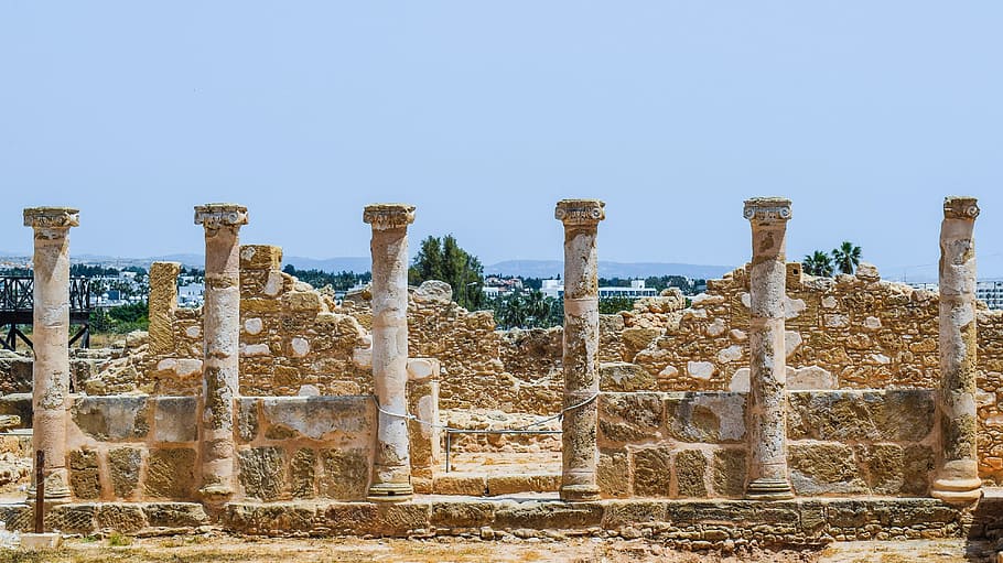 Pillars, Columns, Architecture, remains, ancient, stone, greek HD wallpaper
