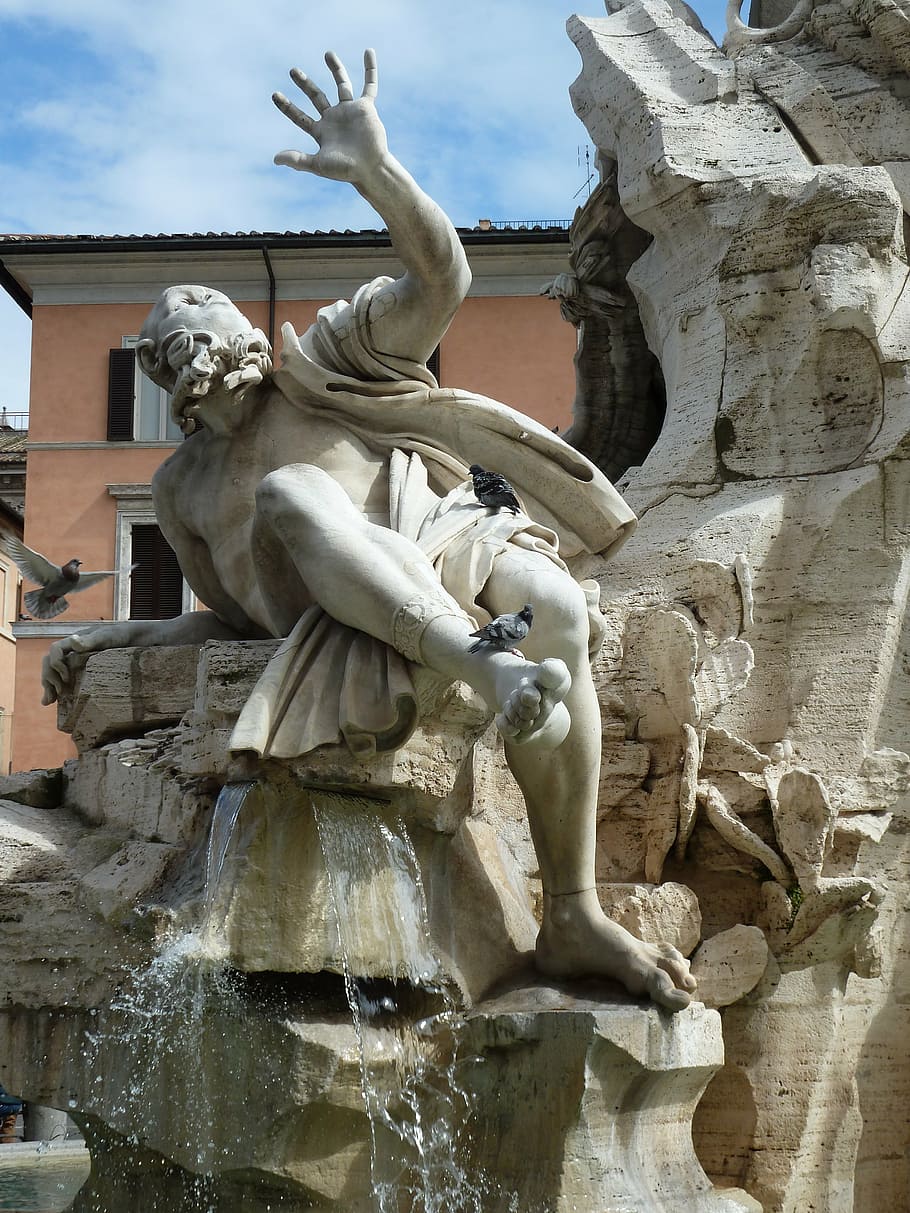 rome, piazza navona, 2016, rome piazzanavona, sculpture, statue, HD wallpaper