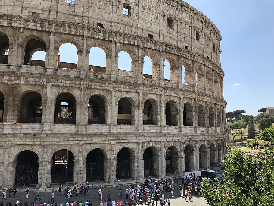 colosseum, roman, ancient, group of people, crowd, large group of people HD wallpaper