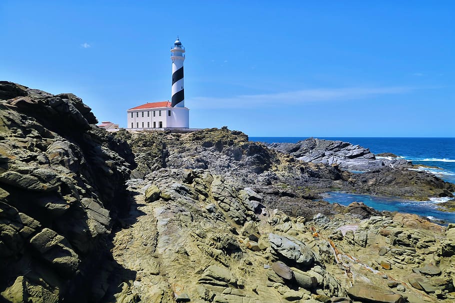 side, lighthouse, minorca, cape favaritx, spain, balearic islands HD wallpaper