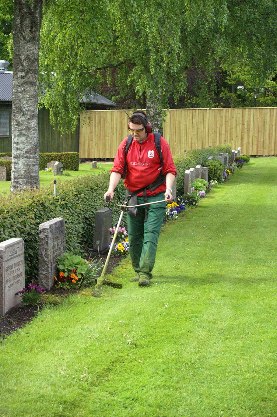 Cemetery, Work, Headstone, gardening, one man only, one person HD wallpaper