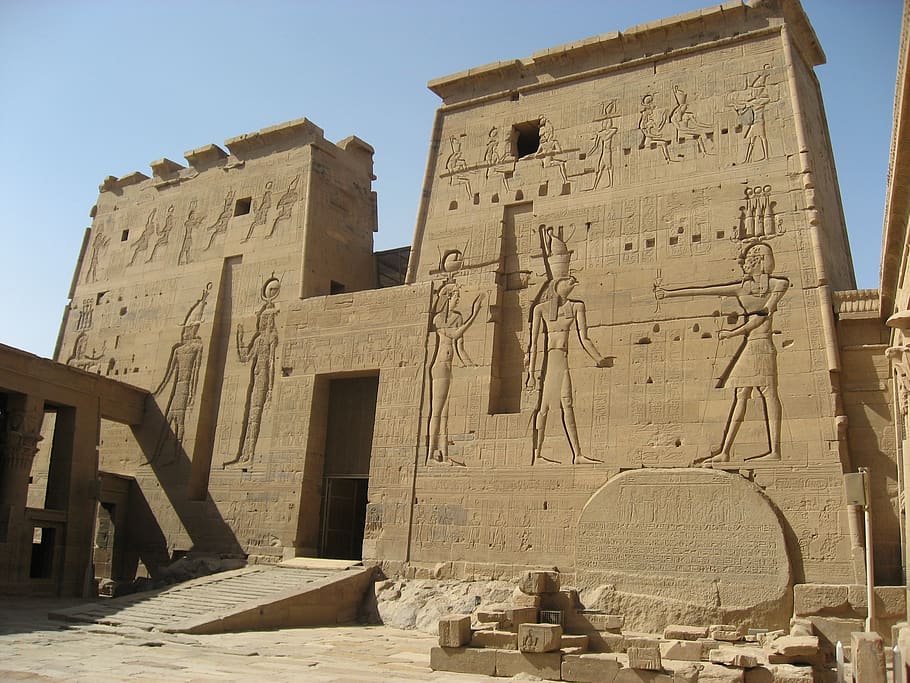 temple of isis, philae island, egypt, nile, river, ruins, ancient, HD wallpaper