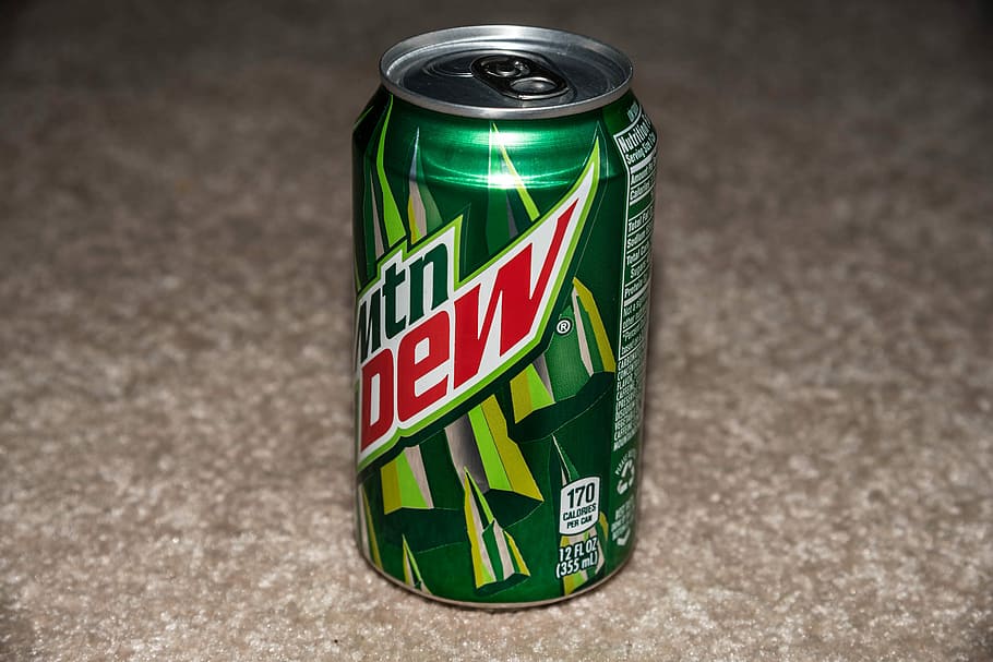 Can of Mountain Dew, beverage, drink, photos, public domain, soda