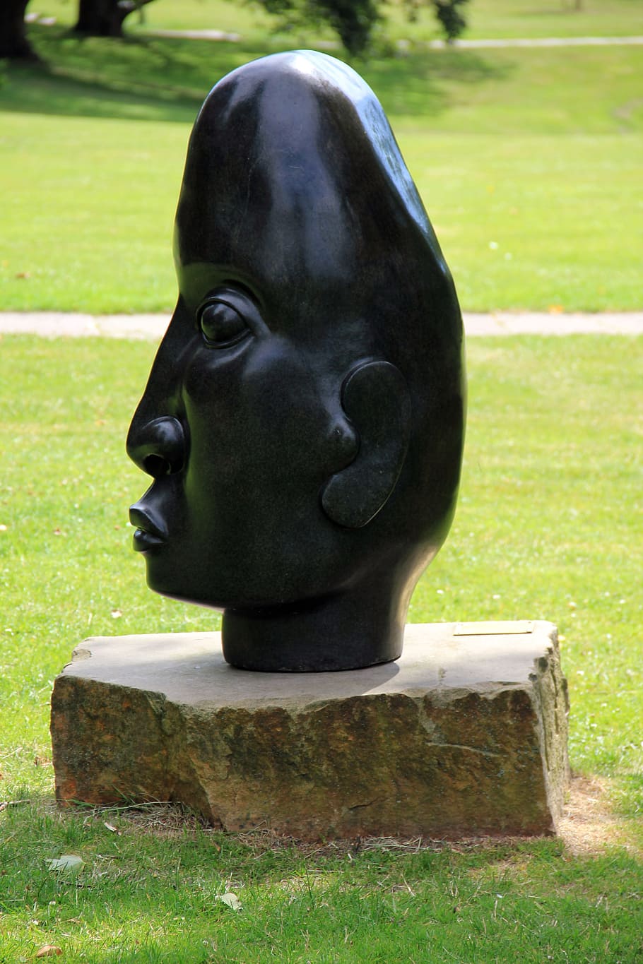 Head, Face, art, statue, sculpture, no people, grass, green color HD wallpaper