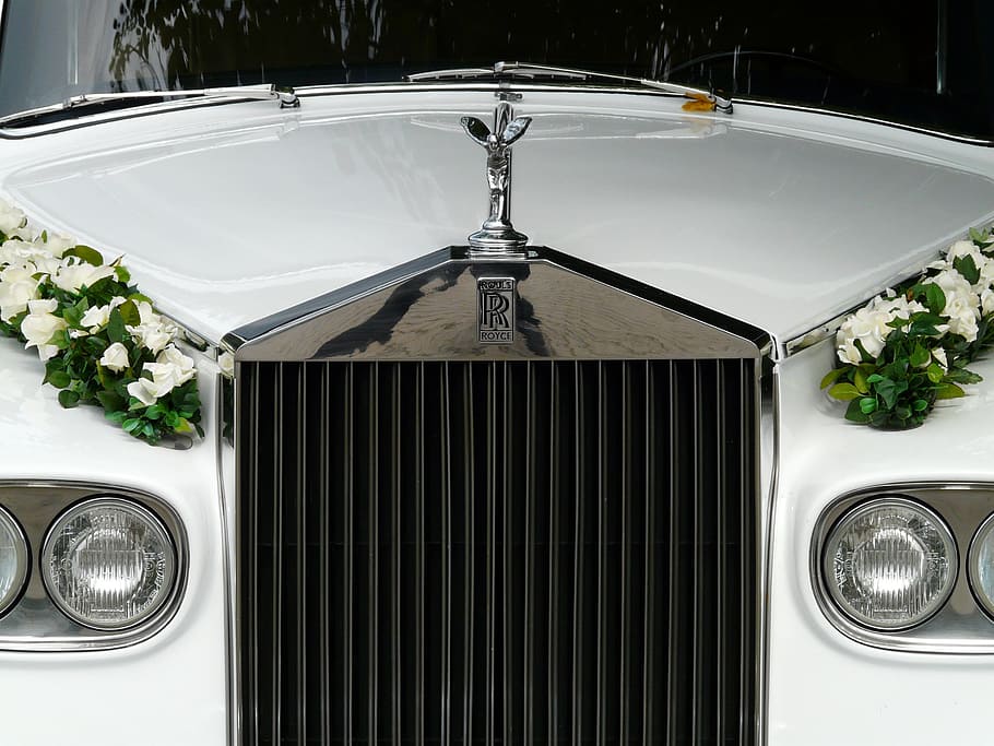 close-up of car's bumper, bridal car, marriage, wedding, auto