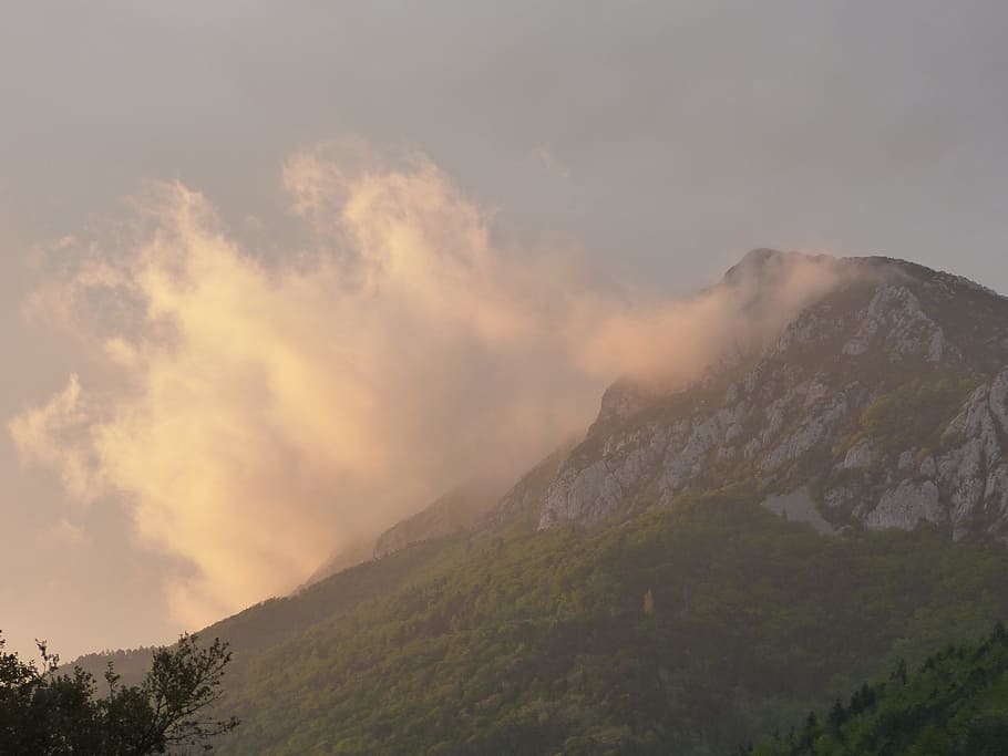 mountain, sky, cloud, landscape, nature, cloudy sky, clouds HD wallpaper