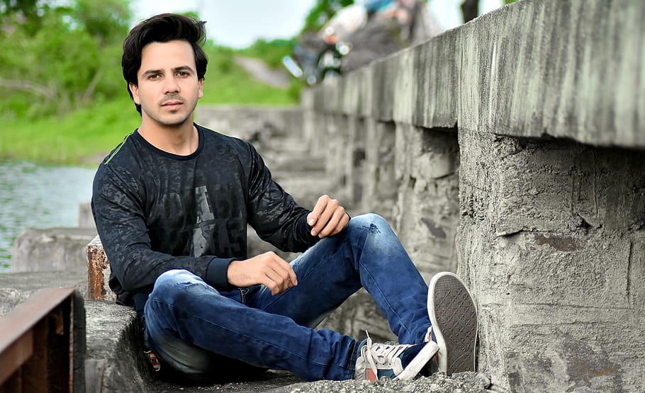 man, boy, sitting, bridge, young adult, one person, young men HD wallpaper